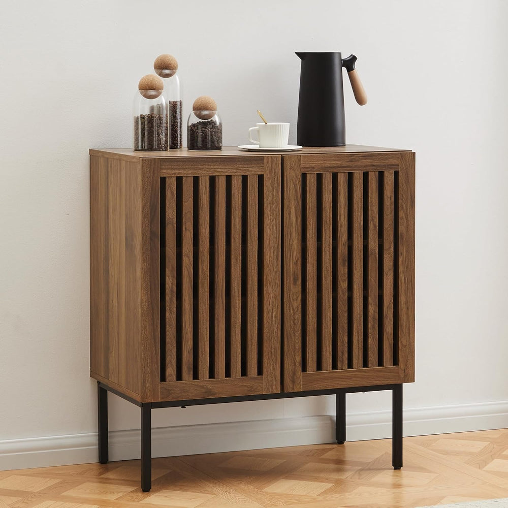Mericonia Grille Buffet Cabinet with Storage, Sideboards 2 Doors with Metal B...