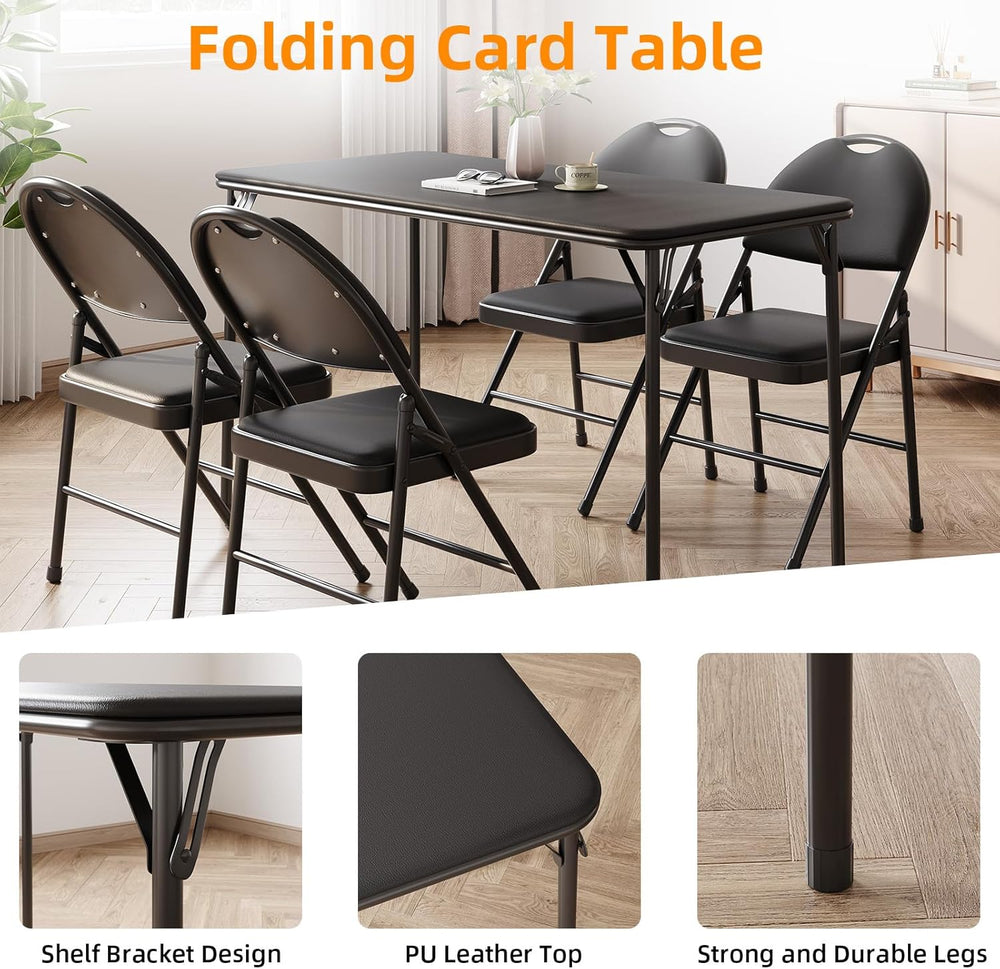 Garvee 4 ft Folding Table Indoor Outdoor, Protable Foldable Card Table, Locka...