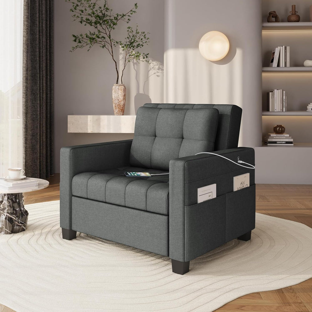 Yaheetech Convertible Futon Sofa Bed 3-in-1 Sleeper Chair Bed Tufted Couch wi...
