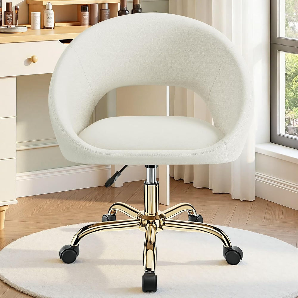 Vanity Chair with Wheels (Large), Golden Titanium-Plated Home Office Chair 30...