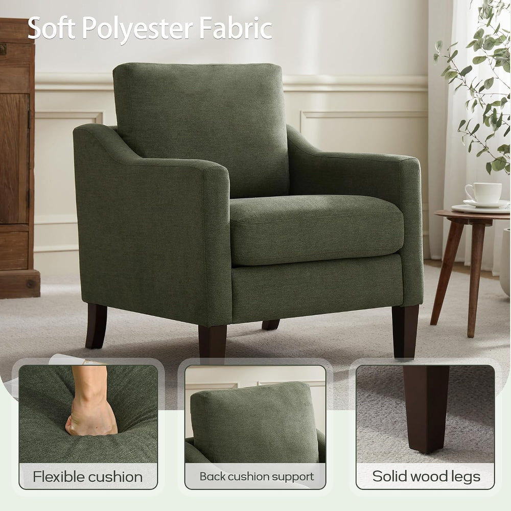 VKNOW Accent Chairs Set of 2, Modern Upholstered Armchairs, Green