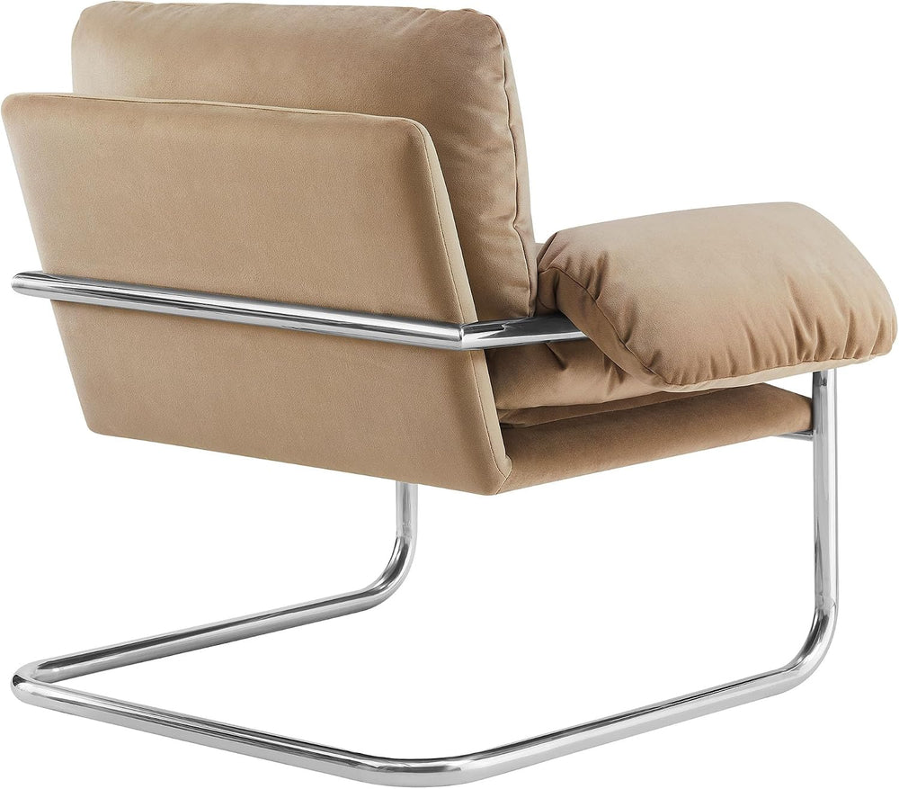 Modway Ansel Performance Velvet Accent Chair in Taupe - Stain-Resistant Velve...