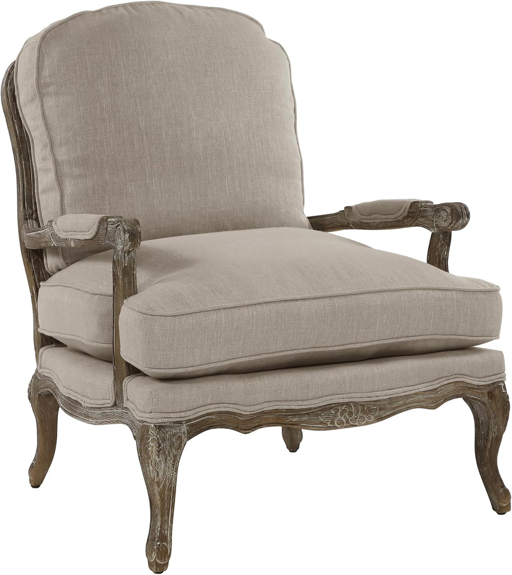 Lexicon French Country Wood Accent Chair, Carved Frame, Neutral | Living Room...
