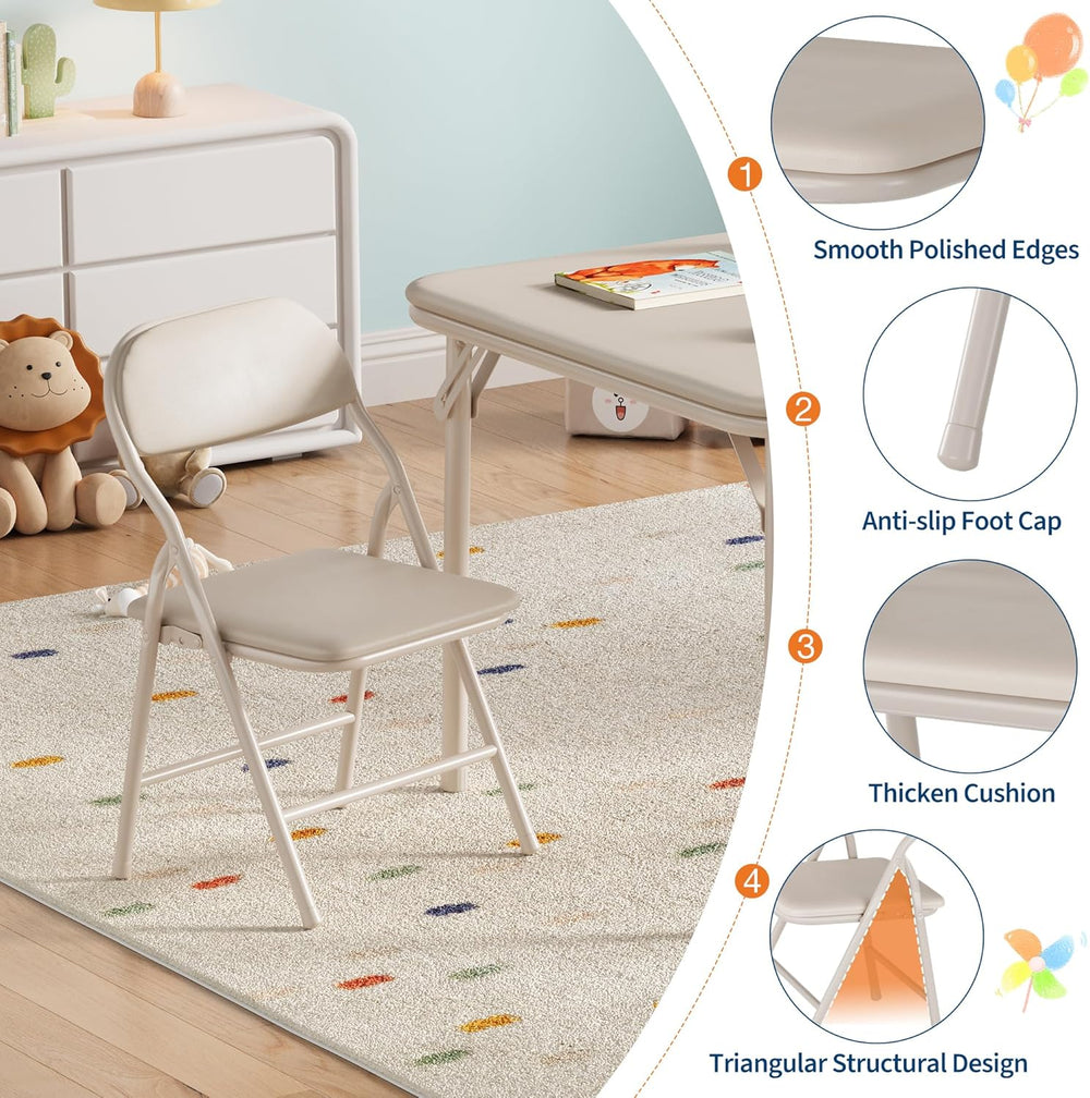 GAOMON 3 Piece Set Folding Table and Chairs Set, Boys and Girls Activity Tabl...