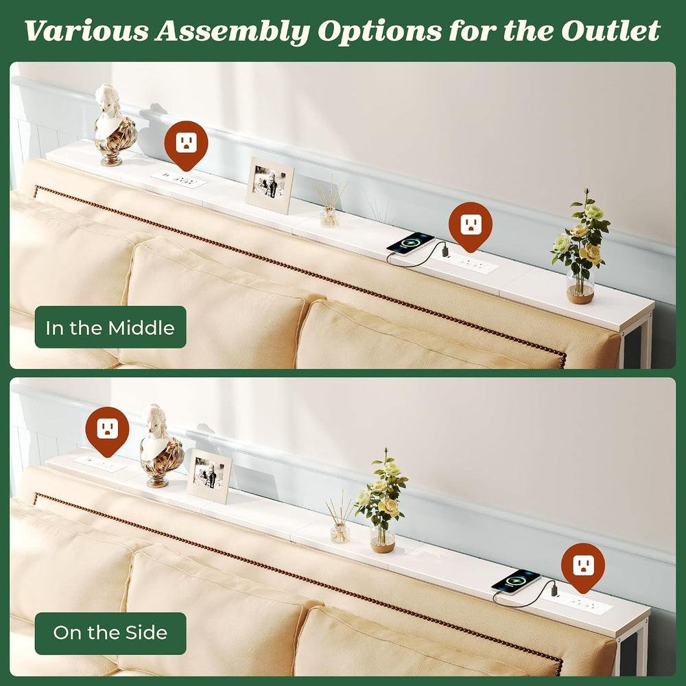 SUPERJARE 78.8 inch Narrow Behind Couch Table with 2 Charging Stations | 2 AC...