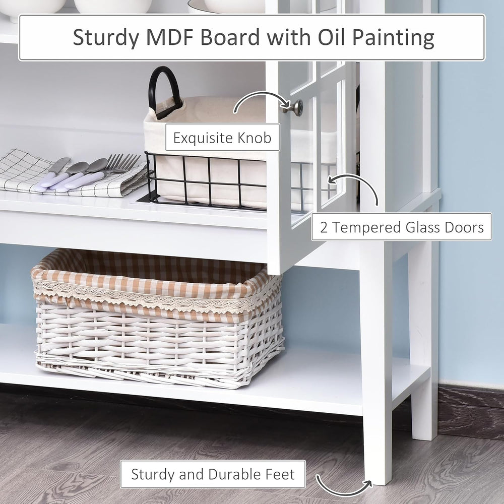 HOMCOM Sideboard Buffet Cabinet with Storage, Coffee Bar Cabinet, White