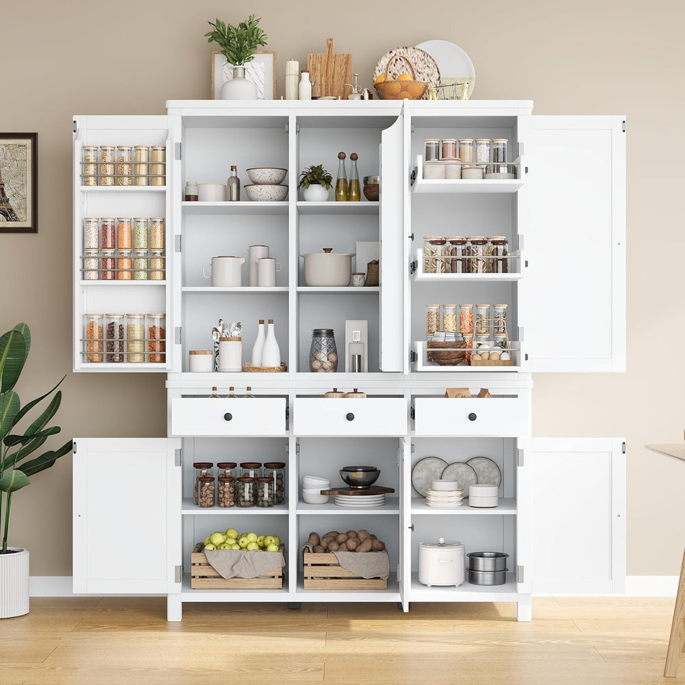 Farmhouse 74.8''H High Freestanding Kitchen Pantry,Large Cupboard Sto...