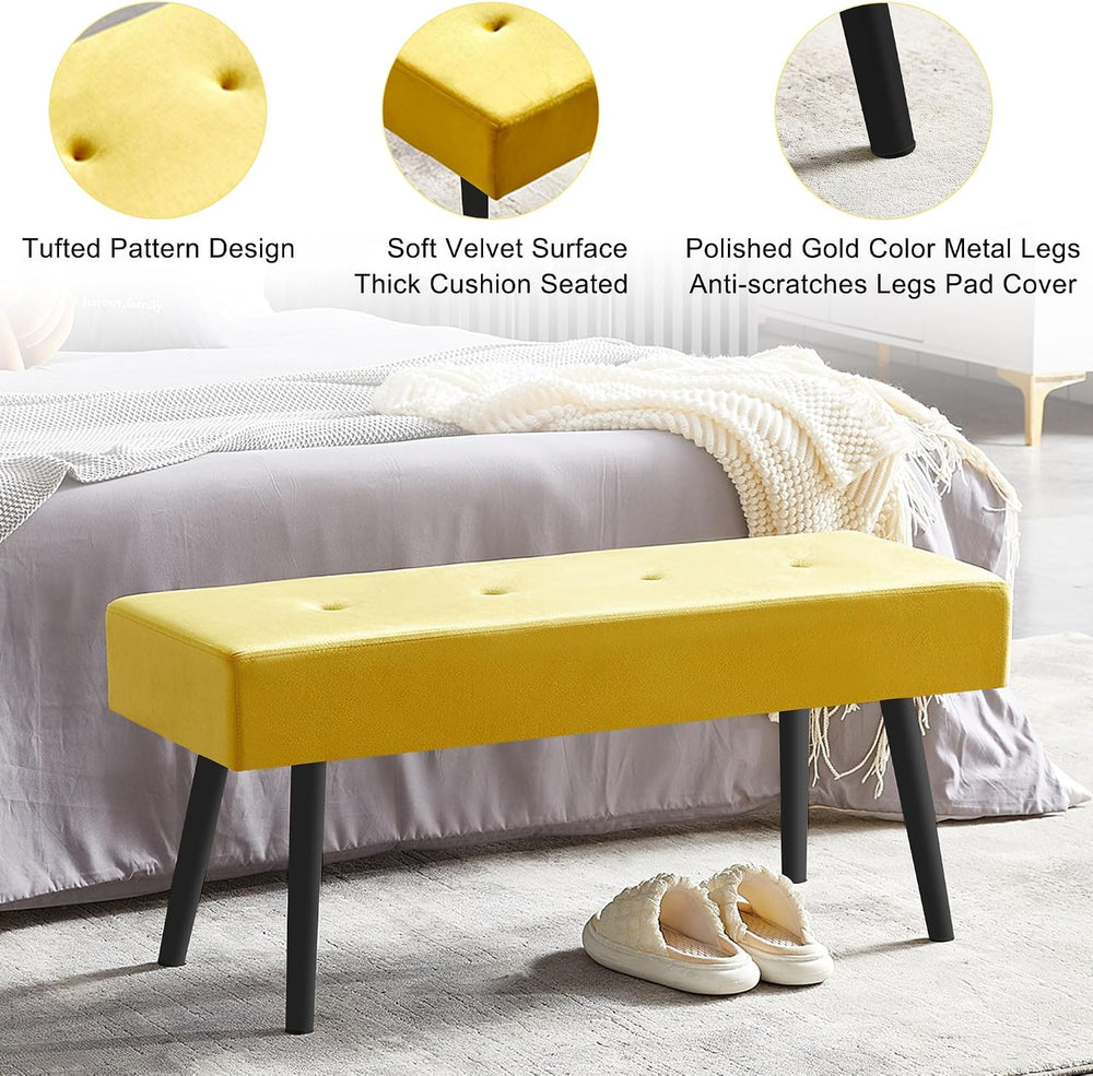 Homedot Accent Bench for Living Room Ottoman Bench Elegant Velvet Bedroom Ben...