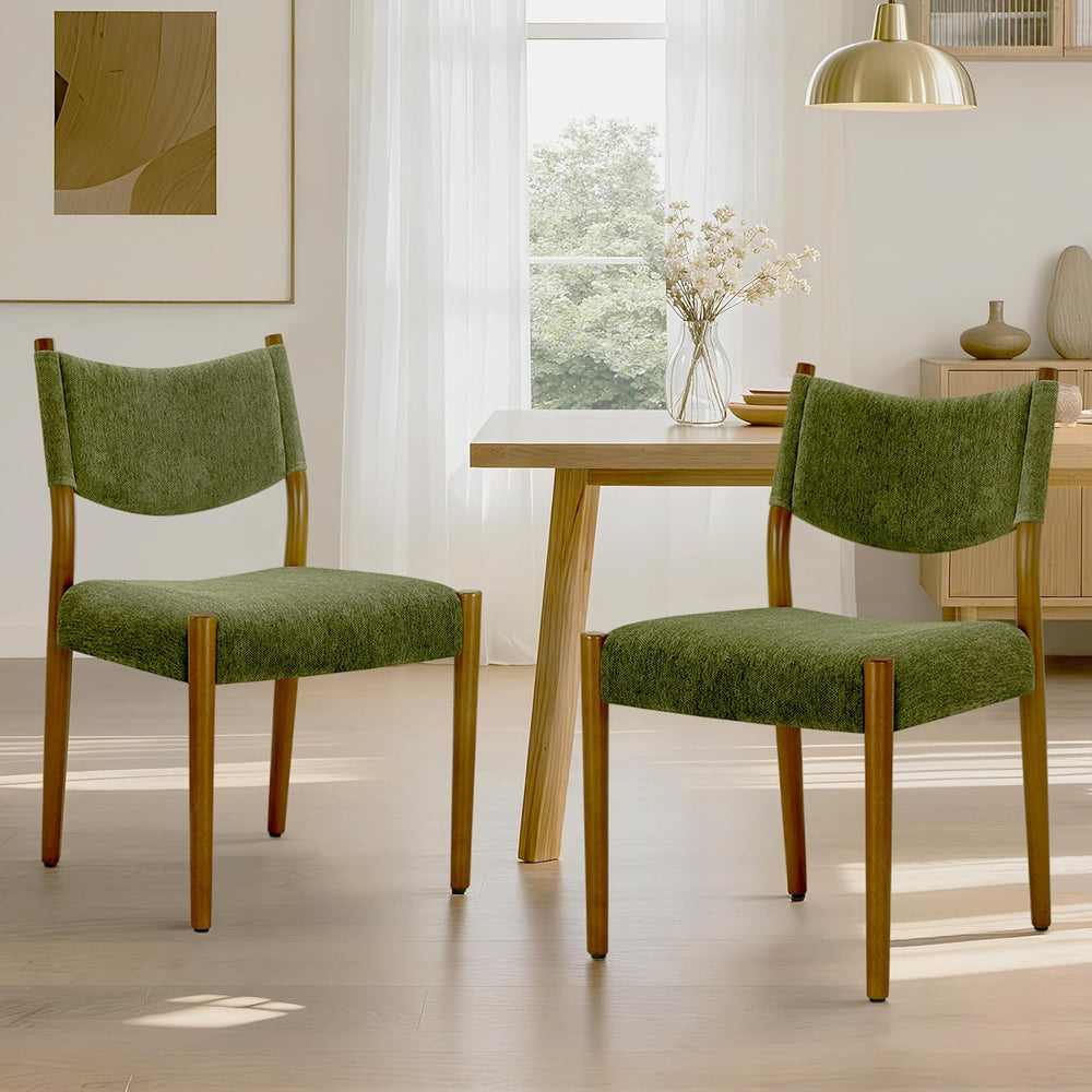 KISLOT Dining Chairs Set of 2, Ergonomic Upholstered Wood Chairs, Green | Mid...