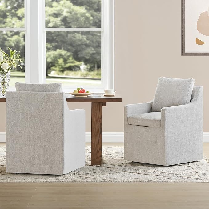 Upholstered Dining Chairs Set of 2, Washable Cover Modren Deskchair with 4 Ca...
