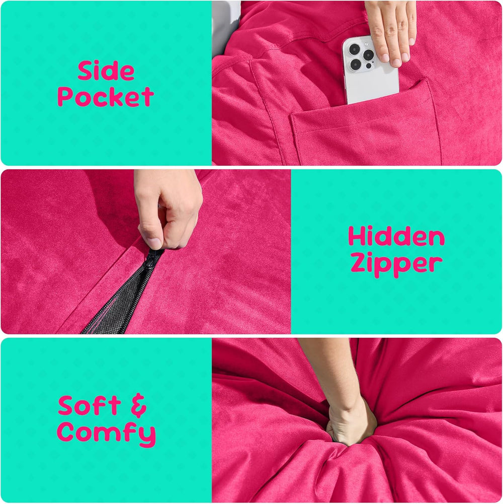 Hobestluk Bean Bag Chairs 2.5FT Bean Bag Chair with Memory Foam Filled & ...