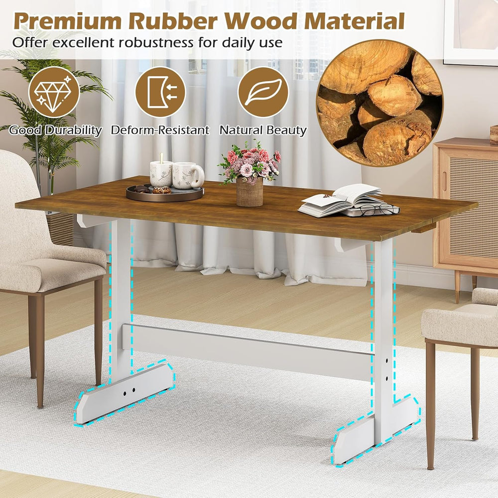 Giantex 55" Dining Table for 4-6, Farmhouse Kitchen Table with H-Shaped ...