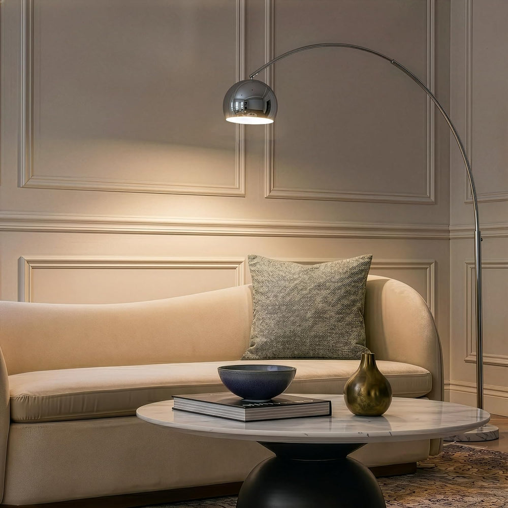 Brightech Olivia Floor Lamp - Chic Arc Lamp with Rounded Spolight Head and Ma...