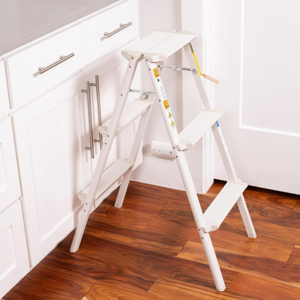 Compact 3 Step Ladder Folding Step Stool for Kitchen, Pantry, Closet, or Home...