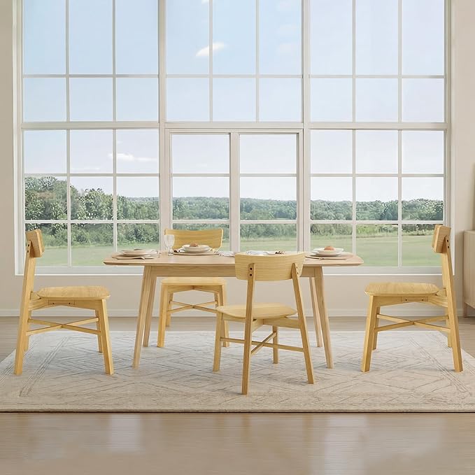 CHITA Soild Wood Dining Chairs Set of 2, Mid Century Modern Oak Wood Kitchen ...