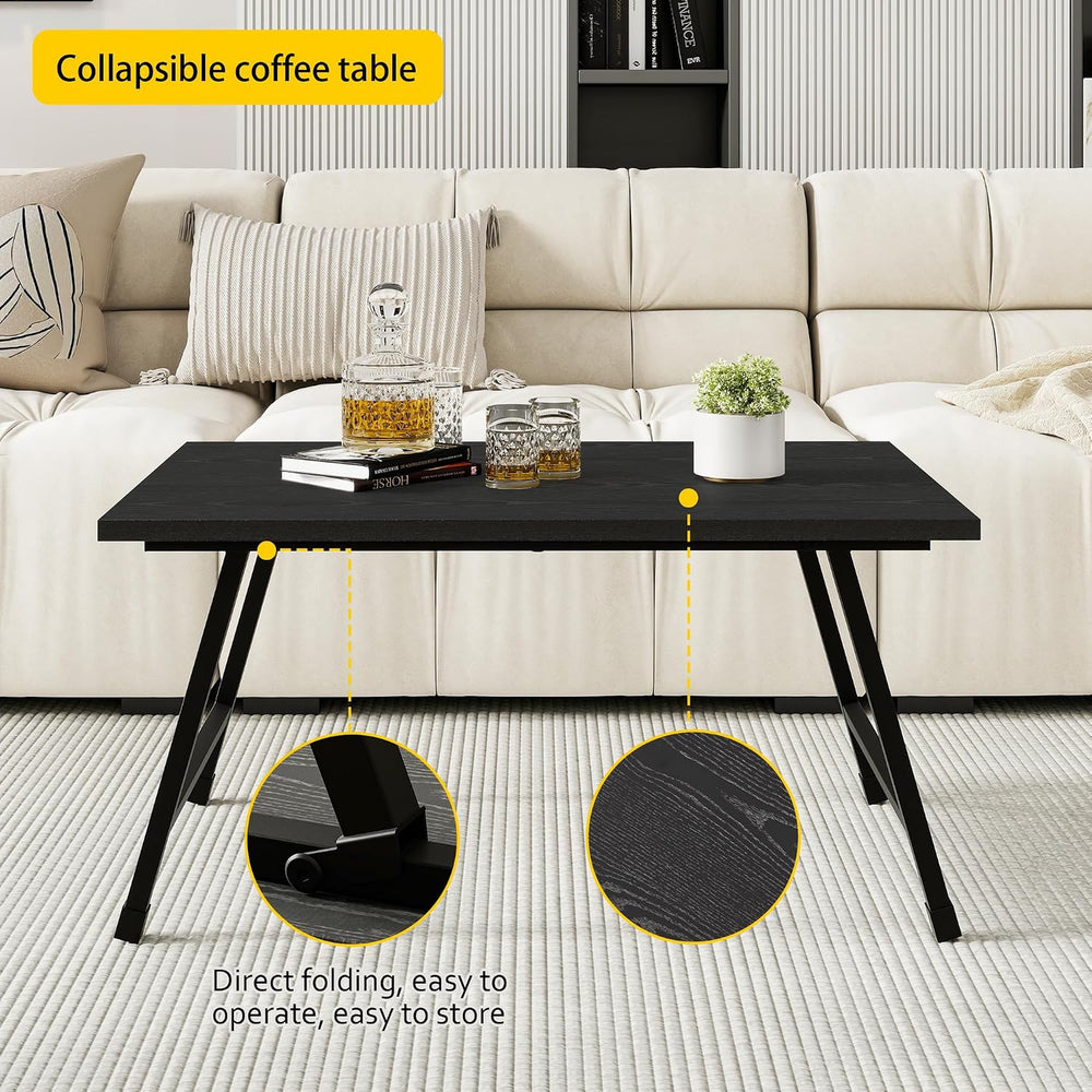 Rectangular Folding Coffee Table Perfect for Small Spaces Black