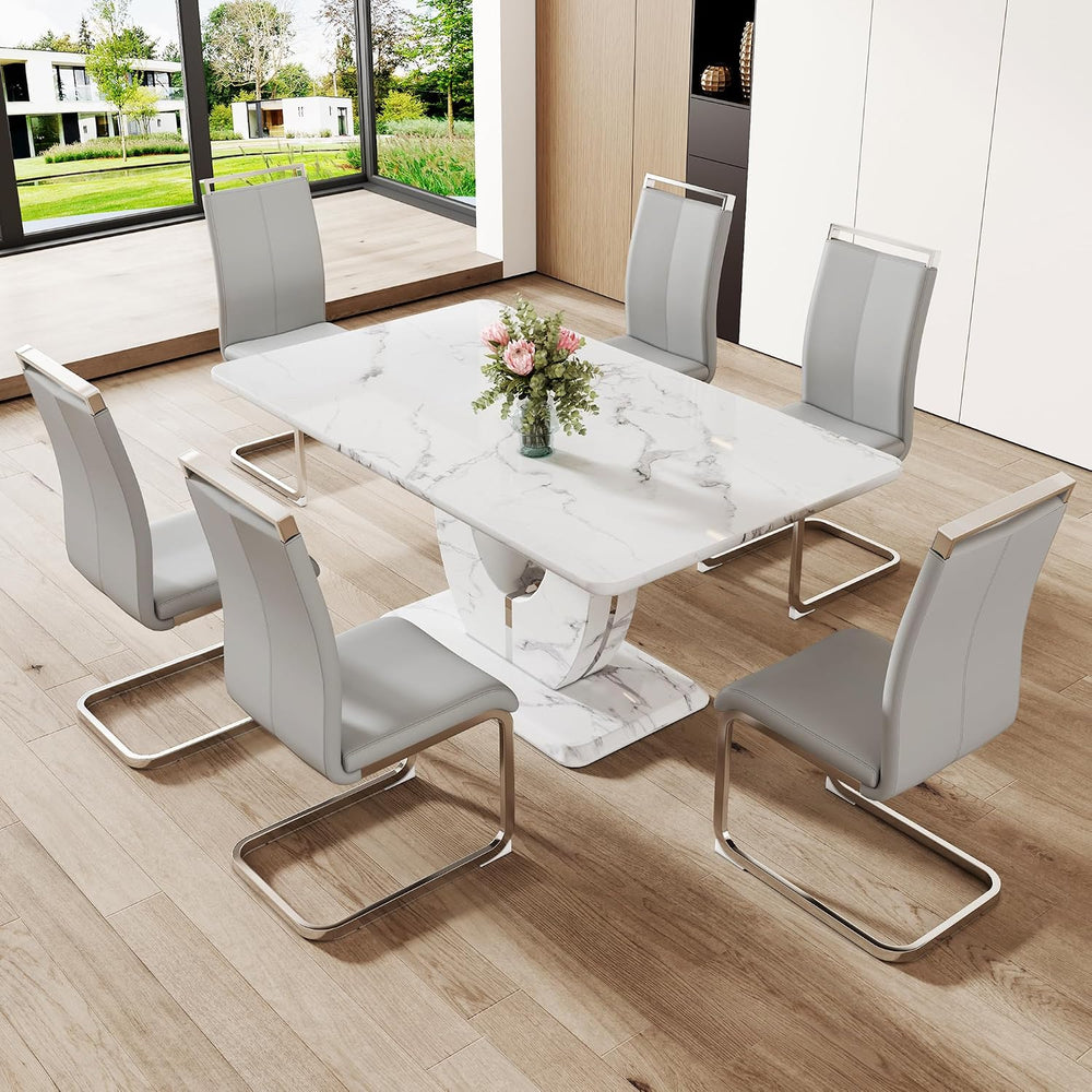 Dining Table Set for 6, Kitchen Table Chairs Set of 6, Modern Dining Room Set...