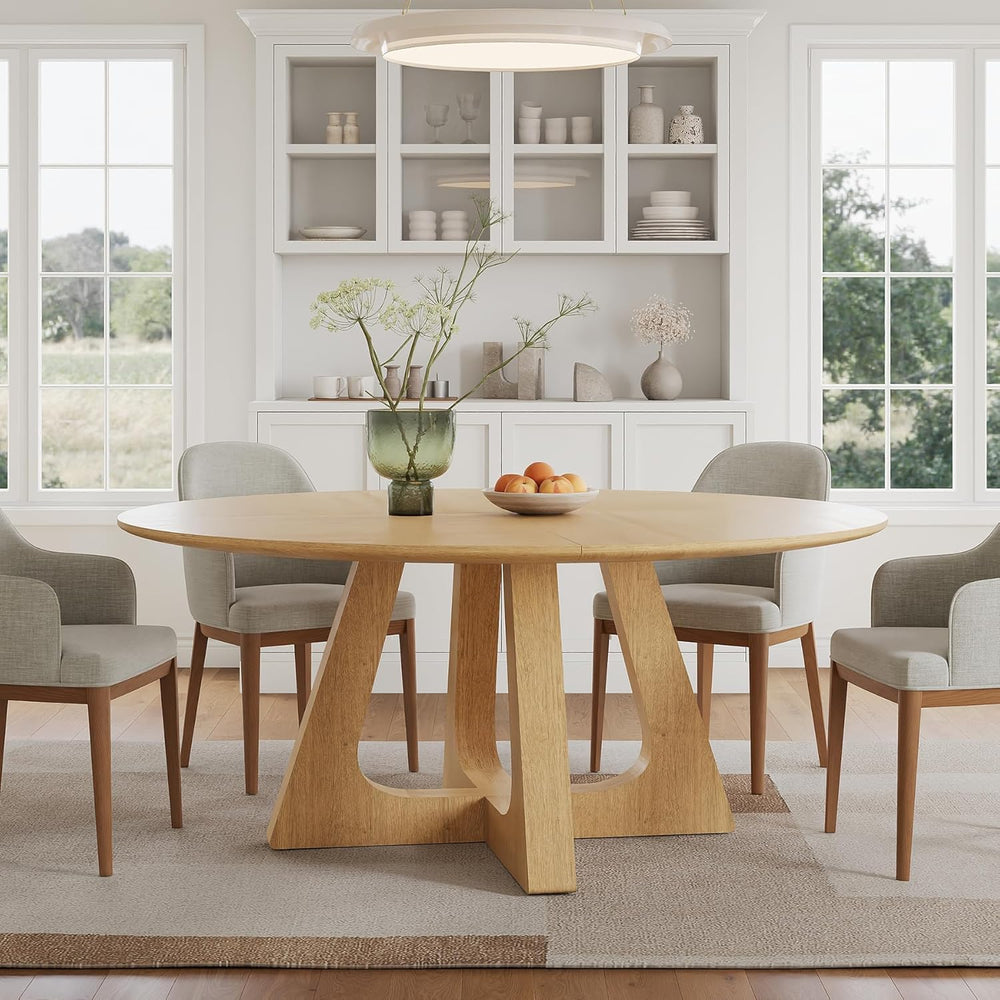 55.25" Round Dining Table for 4-6 People, Farmhouse Circle Kitchen Table...