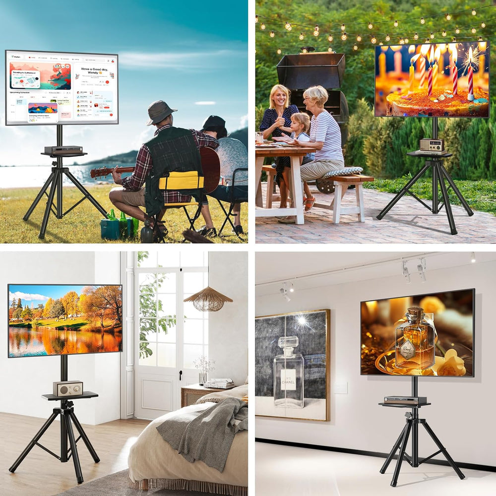 Tripod TV Stand with Shelf for 23-75 inch TVs up to 100 lbs