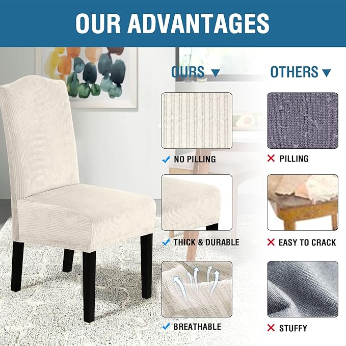 H.VERSAILTEX Velvet Dining Chair Covers Stretch Chair Covers for Dining Room ...