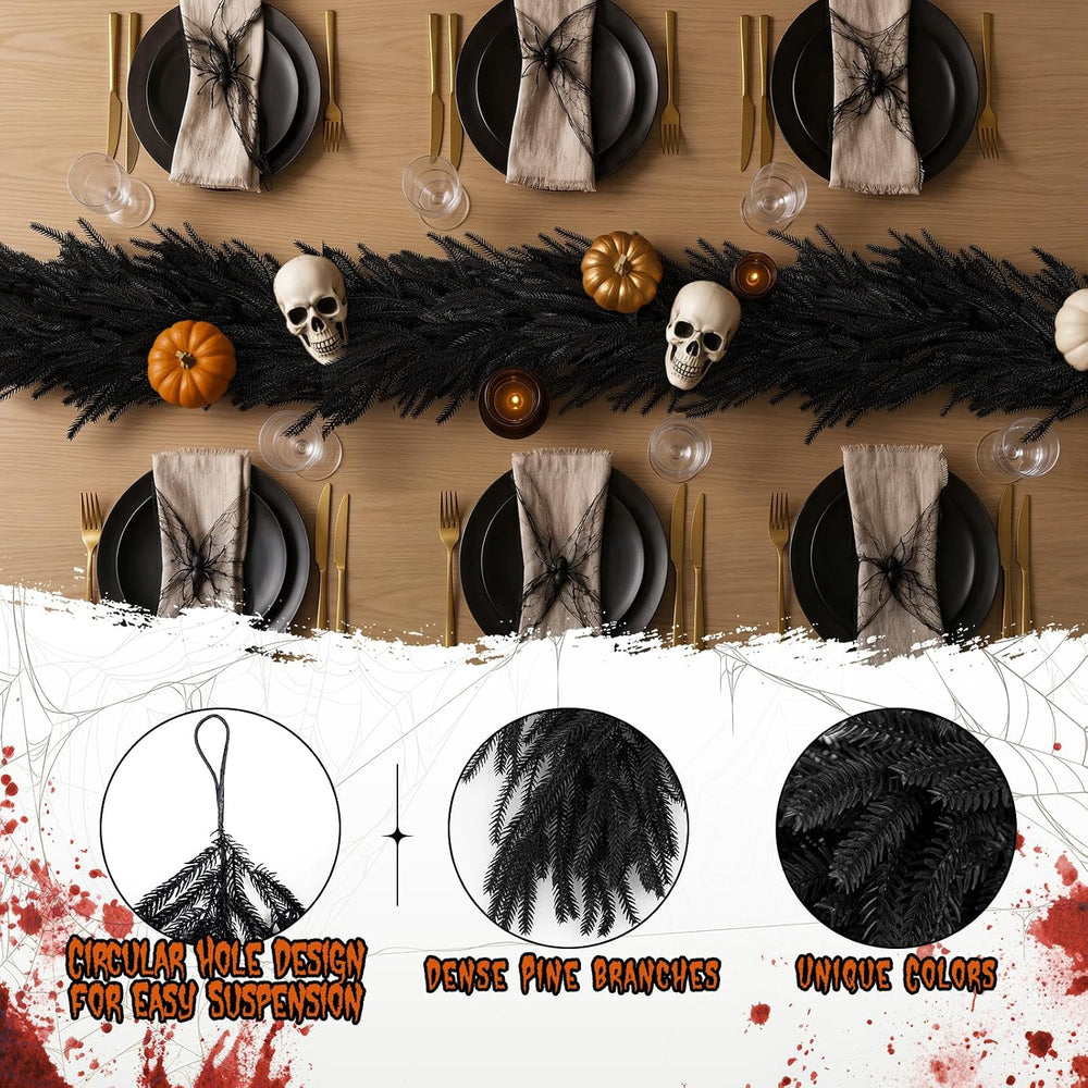 N&T NIETING 9FT Black Garland Artificial Norfolk Pine Garland Real Touch ...