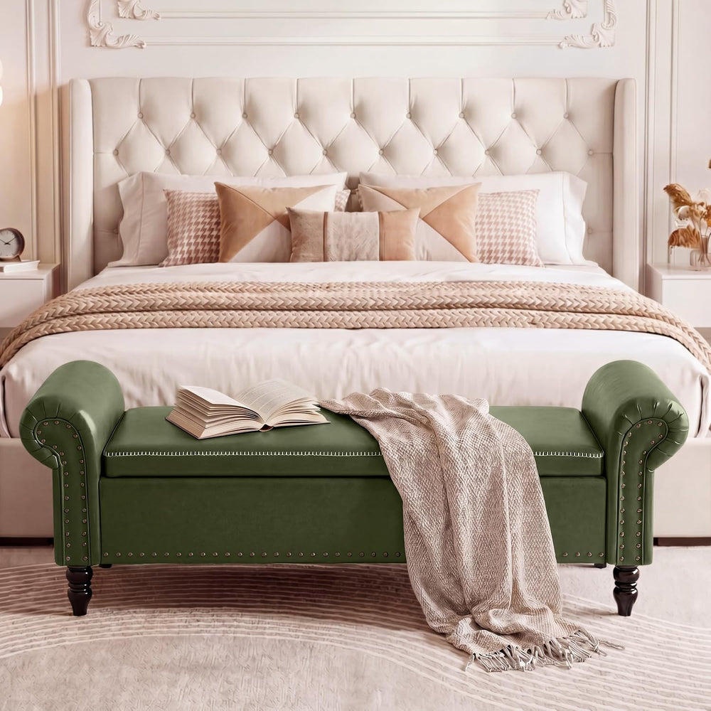 FiveWillowise 64” Storage Benches, End of Bed Bench with Storage,Dark Green |...