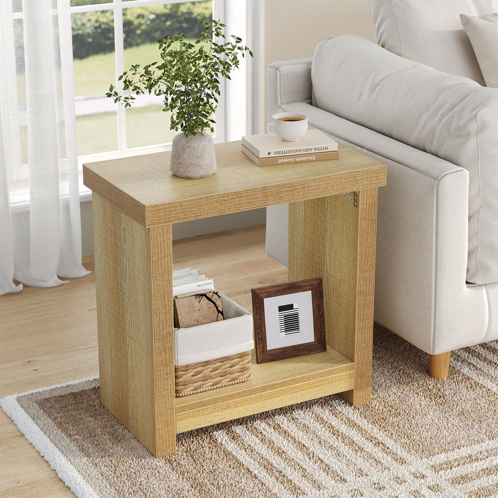 End Tables Set of 2 for Living Room, Narrow Side Tables with Storage Shelves,...