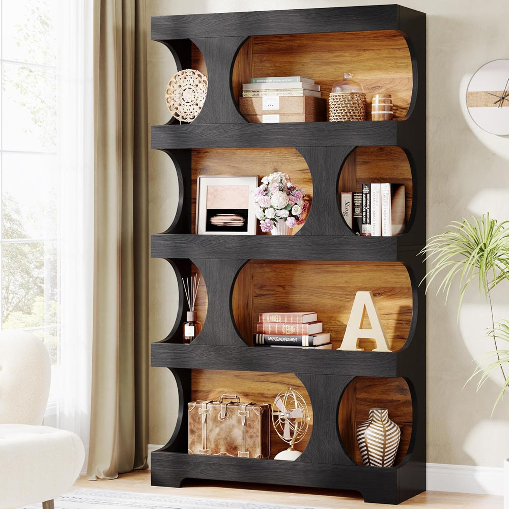 Tribesigns 71" Tall Bookcase, 4-Tier S-Shaped Bookshelf, Wood Decorative...