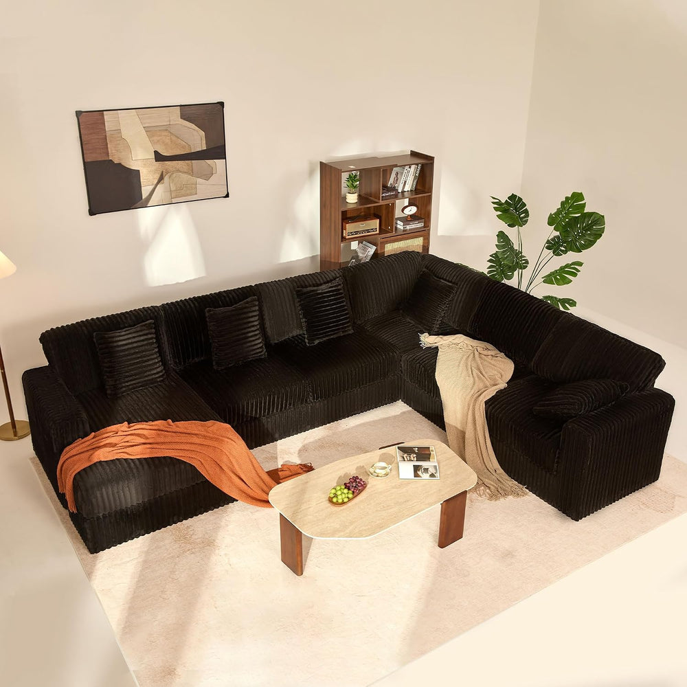 GOSUHI 139" U-Shaped Cloud Couch, Modular Sectional, Deep Seats, Black |...