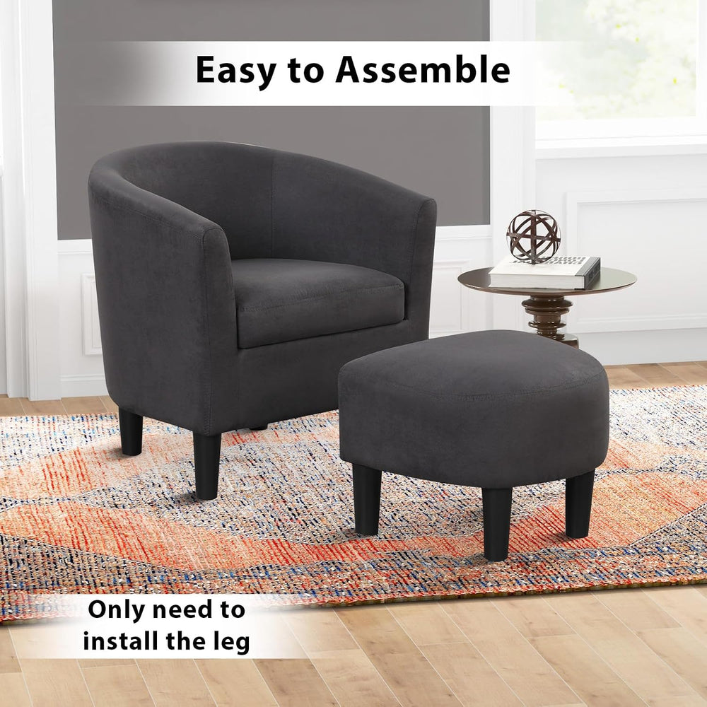 INZOY Modern Accent Chair with Ottoman for Small Space, Club Chair with Ottom...