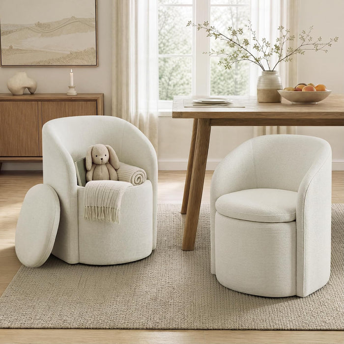 KISLOT Upholstered Dining Chairs Set of 2, Storage Kitchen Chair, Linen