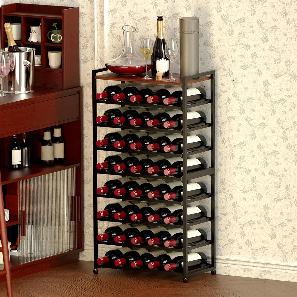 40 Bottle Wine Rack Freestanding Floor, 8-Tier Wine Storage Racks with Table ...
