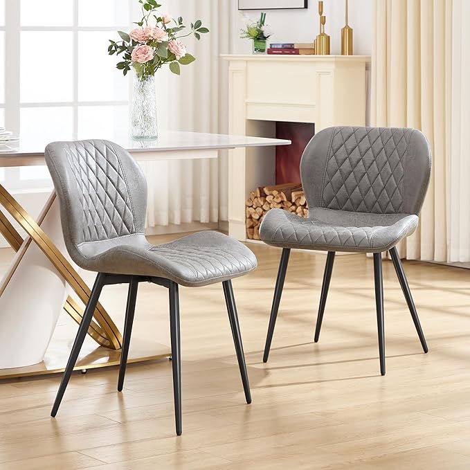 Dining Chairs Set of 6, Comfy Modern Dining Chairs with Thick Cushions, Uphol...