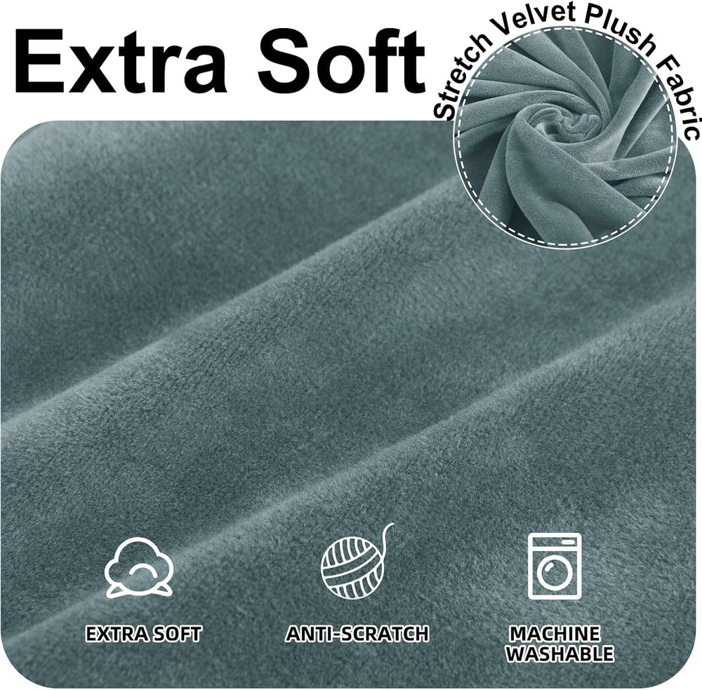 XINEAGE Velvet Armchair Cover, Stretch Washable Cover for Pets,Gray Blue