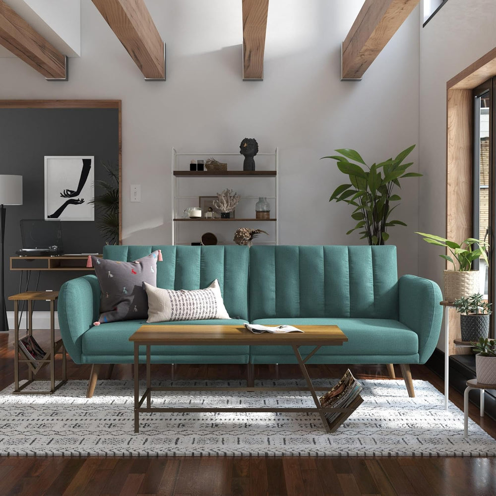 Novogratz Brittany 82 Inch Futon Sofa Bed in Faux Leather, Upholstered Couch ...