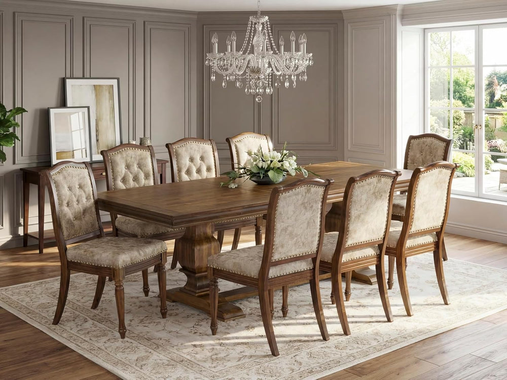 LKMA9-AWA-36 9 Pieces Dining table set includes a Rectangular Dining Table an...