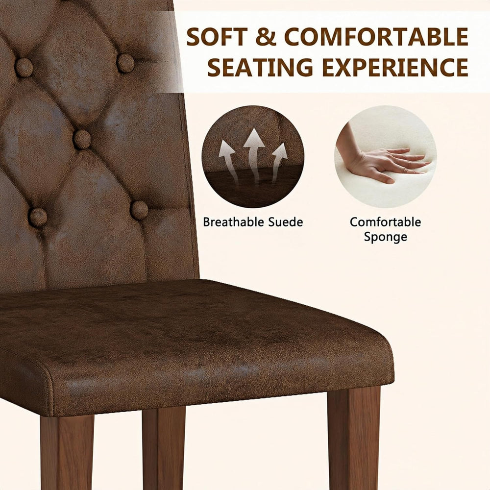 63"-79" Expandable Dining Table Set for 8, Wood Rectangle Dining Ta...