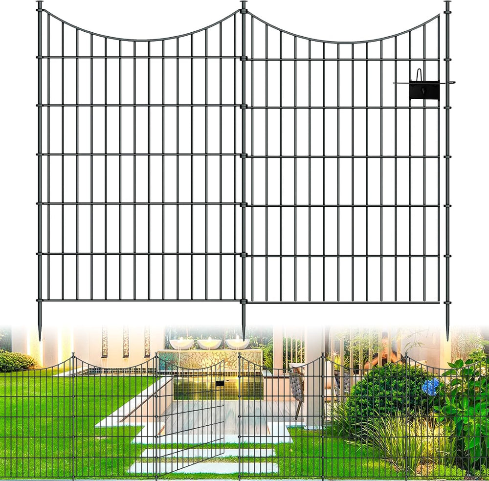 10‑Panel No‑Dig Metal Garden Fence 40"H x 23.6'L Dog Fence Outdoor f...