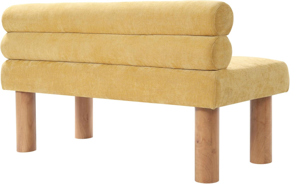 GDFStudio Upholstered Boucle Dining Bench with Backrest Farmhouse Entryway Be...