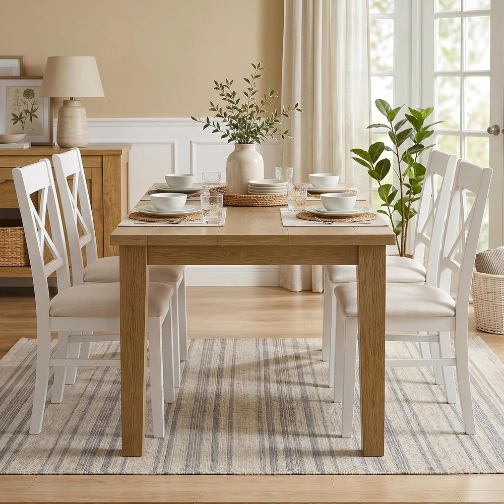 HOMCOM Dining Chairs Set of 2, Upholstered Kitchen Chairs with Rubberwood Fra...