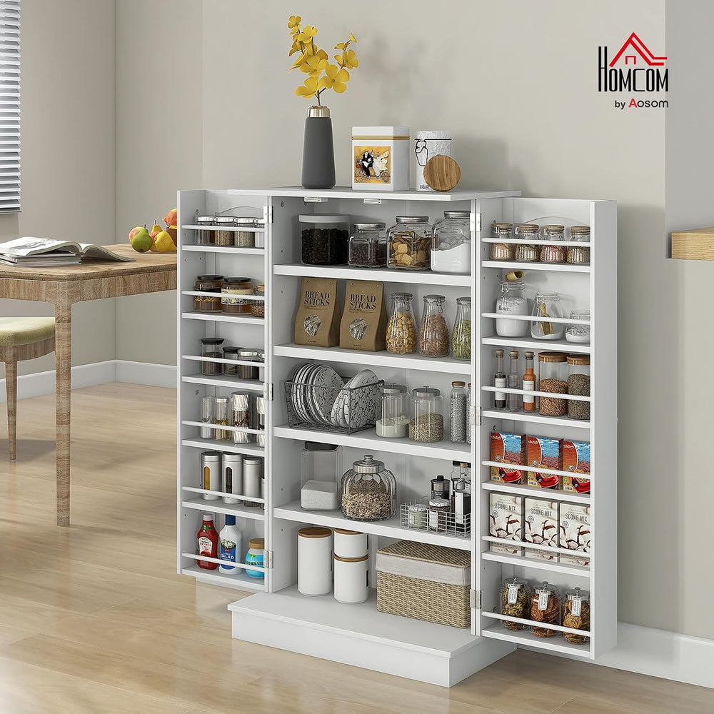 HOMCOM 41" Kitchen Pantry Storage Cabinet, Freestanding Kitchen Cabinet ...