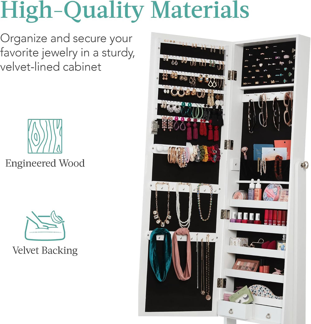 Best Choice Products Freestanding Jewelry Armoire Cabinet, Full Length Standi...