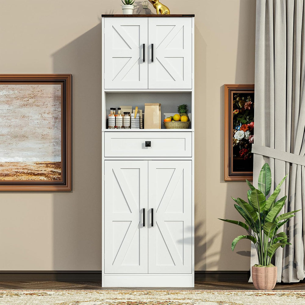 Bigbiglife Farmhouse Kitchen Pantry Cabinet, 67" Tall Kitchen Storage Ca...