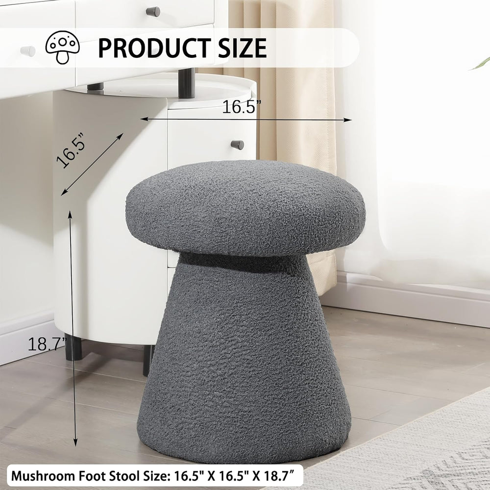 Homebeez Mushroom Ottoman Foot Stool, 18 inch Teddy Fleece Small Footrest, Ro...