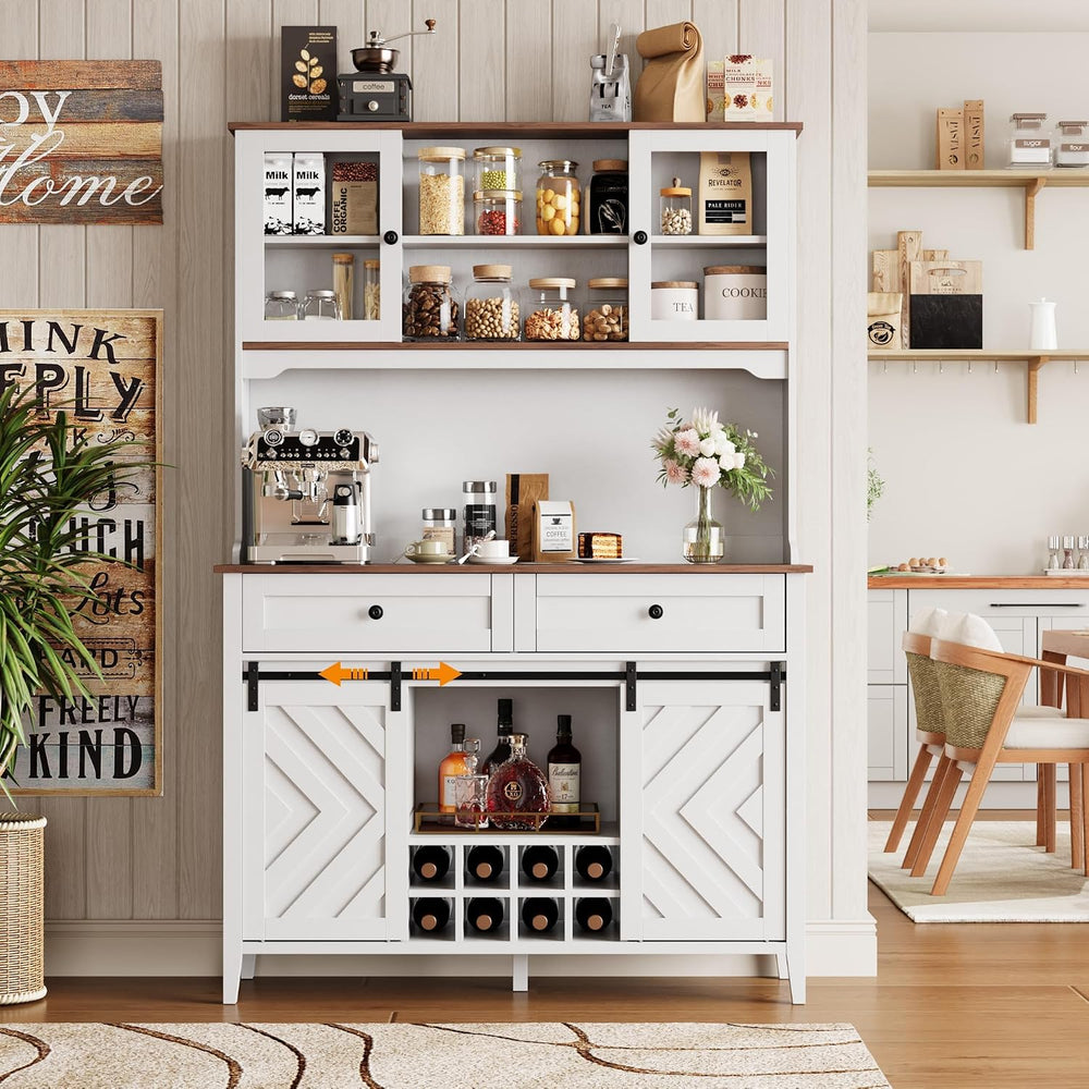 Garvee 72 in Farmhosue Bar Cabinet with Sliding Barn Door