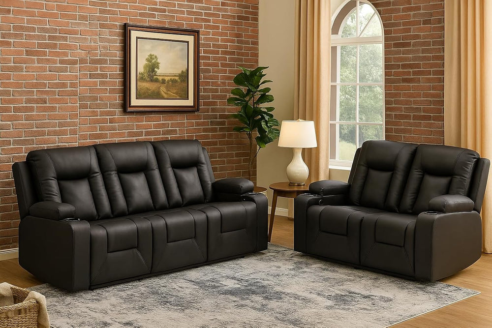 LUCKLIFE Faux Leather Recliner Sofa Set,Manual Living Room Furniture Sets | 3...