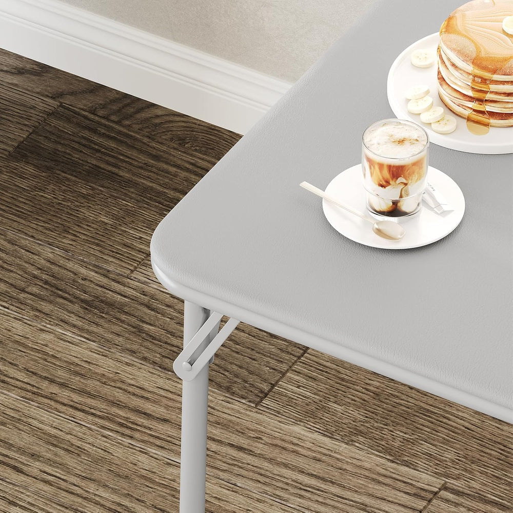Folding Card Table, 34 Inch Square Folding Table, PU Padded Tabletop with Col...