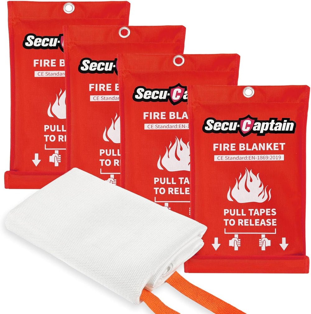 SecuCaptain Emergency Fire Blanket for Home and Kitchen - 4 Pack 40"x40&...