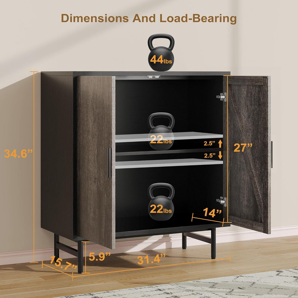 63" Sideboard Buffet Cabinet with Storage, Kitchen Storage Cabinet w/ Ad...