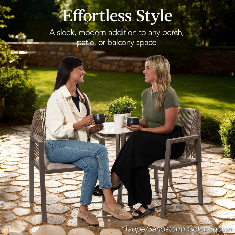 Best Choice Products Outdoor Dining Arm Chair Set of 2, Aluminum Frame with A...